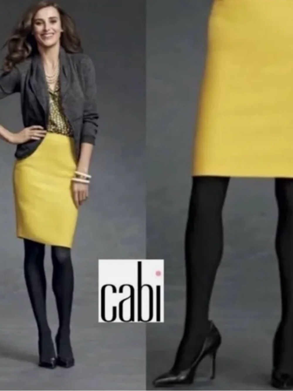 CAbi Mustard Yellow Pencil Skirt